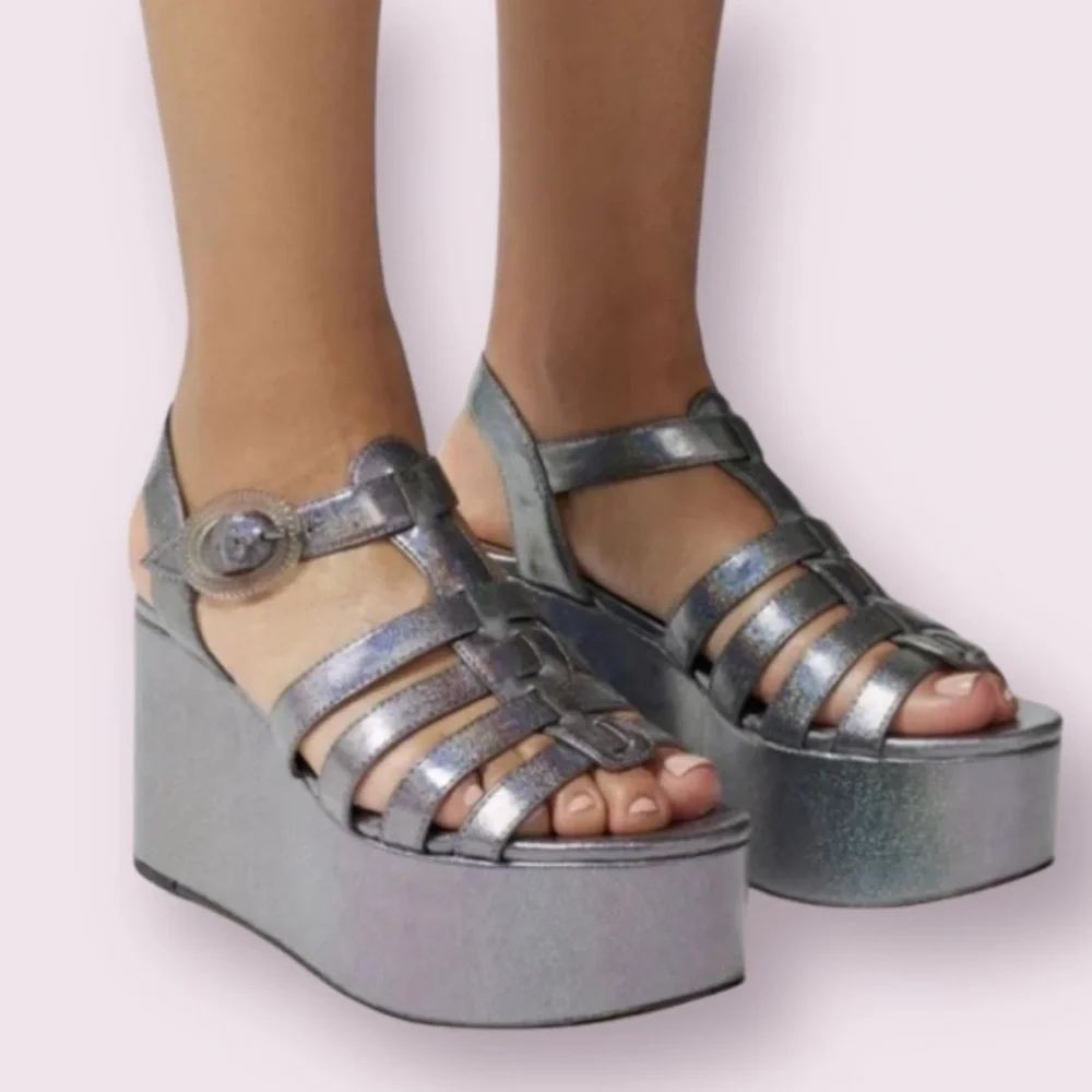 Circus NY by Sam Edelman Golda Platform Wedge Sandal in Iridescent Black